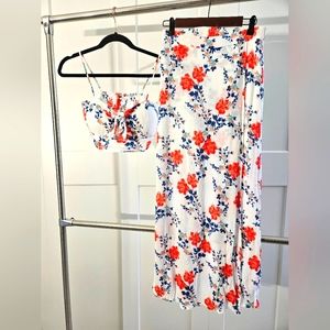 Crop top and wrapped maxi skirt size small, rayon cotton.